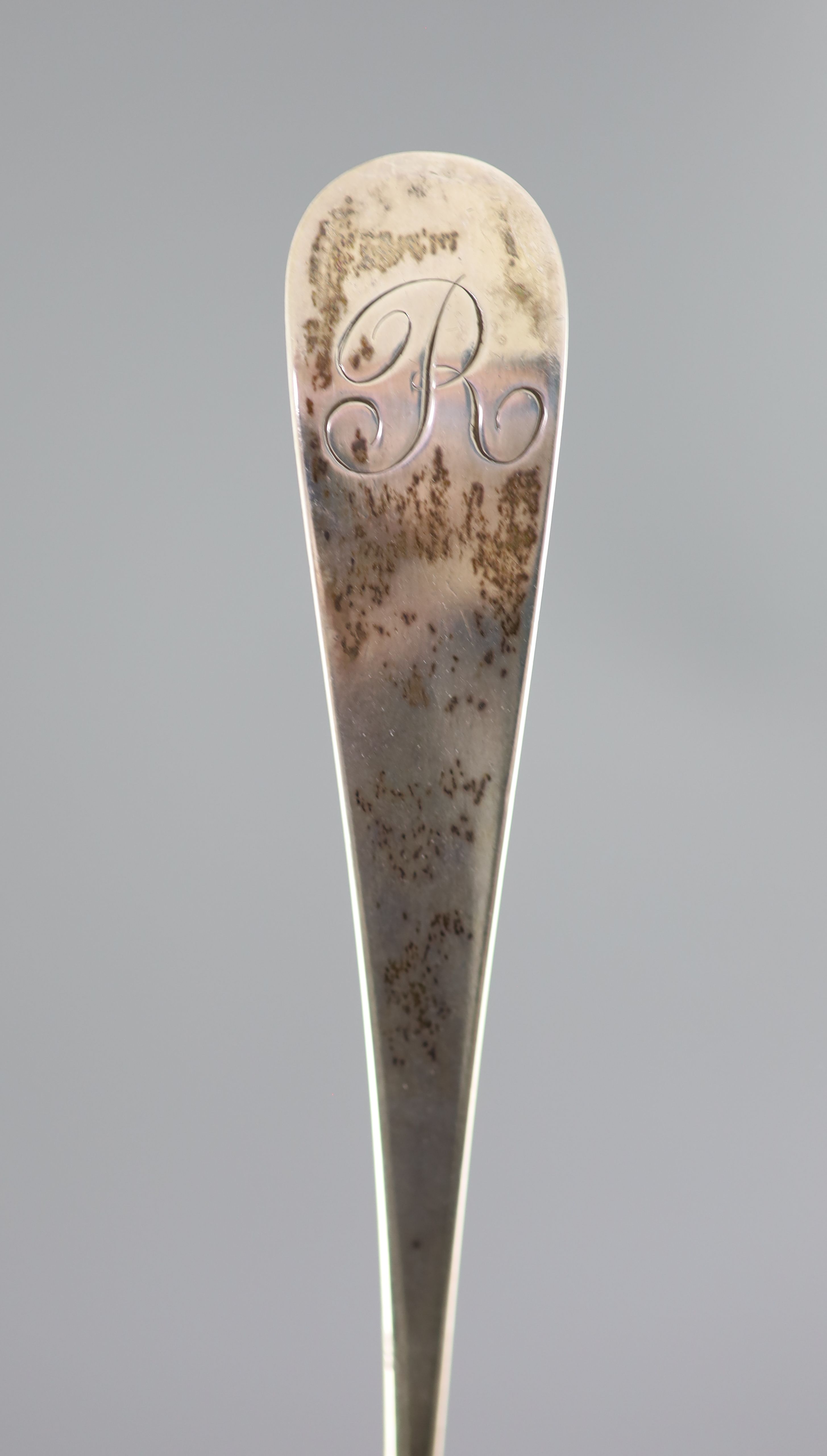 A late 18th/early 19th century Scottish provincial silver Old English pattern soup ladle, possibly by Nathaniel Gillert, Aberdeen?,